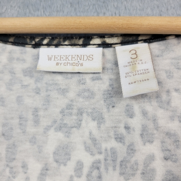 Weekends by Chicos Womens Blouse Size 3 Animal Print SEE MEASUREMENTS - Picture 2 of 8